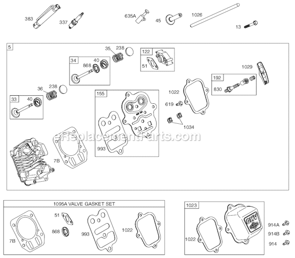 Page B Diagram and Parts List for 15Z100SERIES 0111 Briggs and Stratton Engine